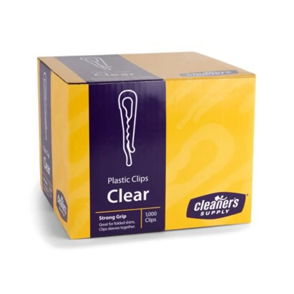 Plastic Clips – 1,000/Box Clear, Folded Shirts, Collars, & Sleeve Holders, NIB